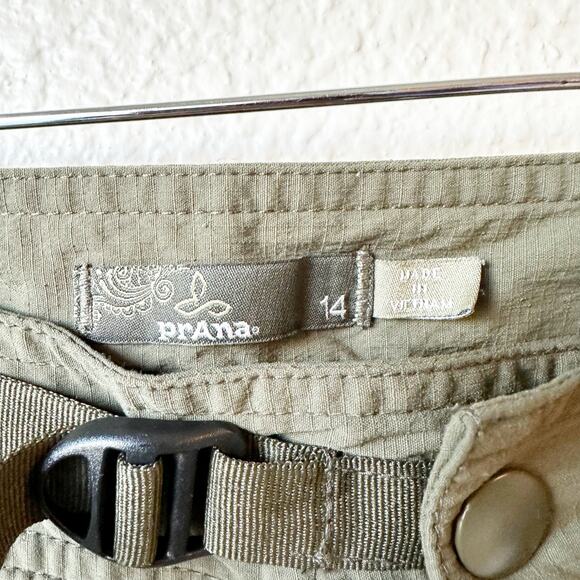 PrAna Jasmine Knicker 3/4 Capri Pants Green W4JASK113 Womens Size 14 Stretch - Picture 5 of 13